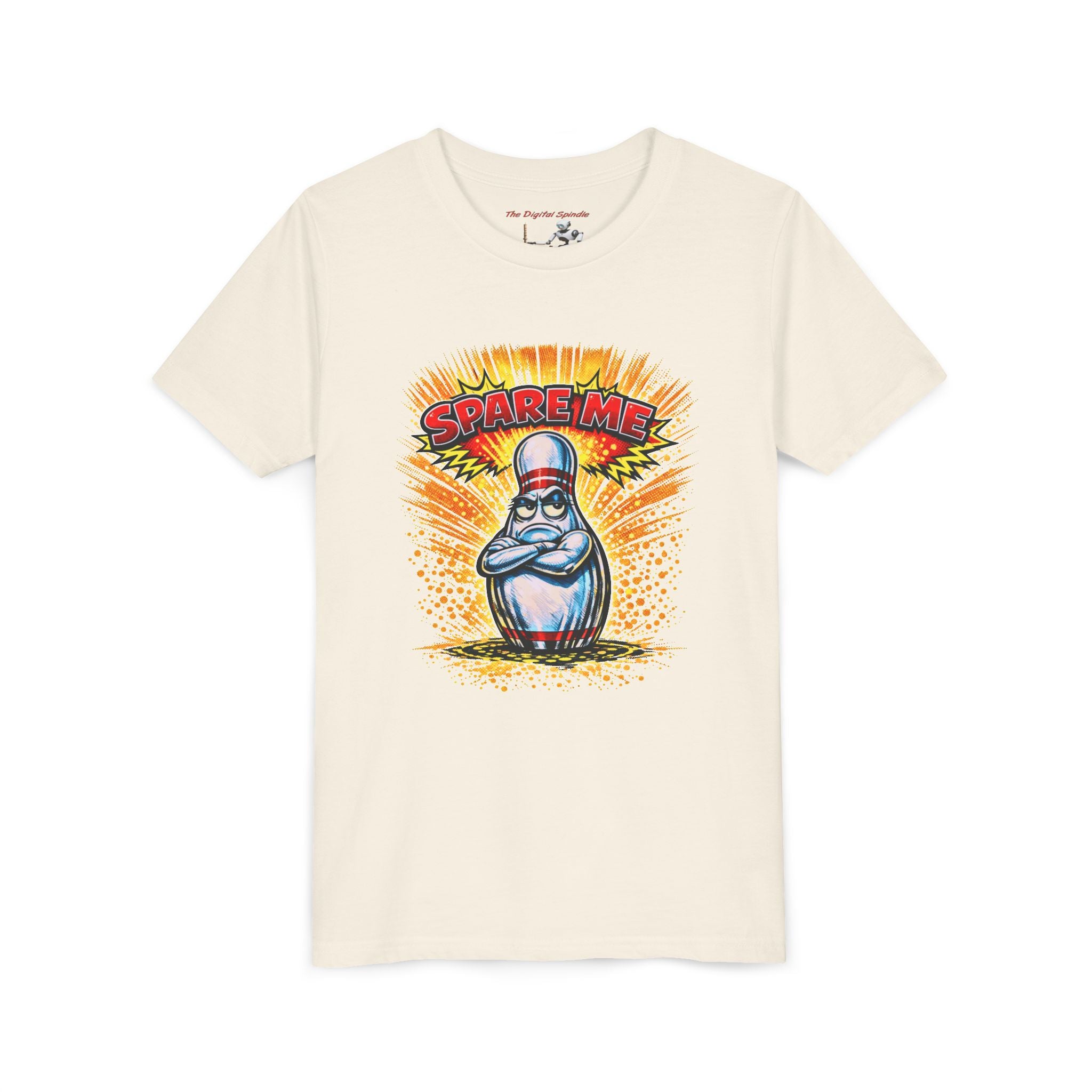 'Spare Me' Cartoon Bowling Pin Graphic Shirt