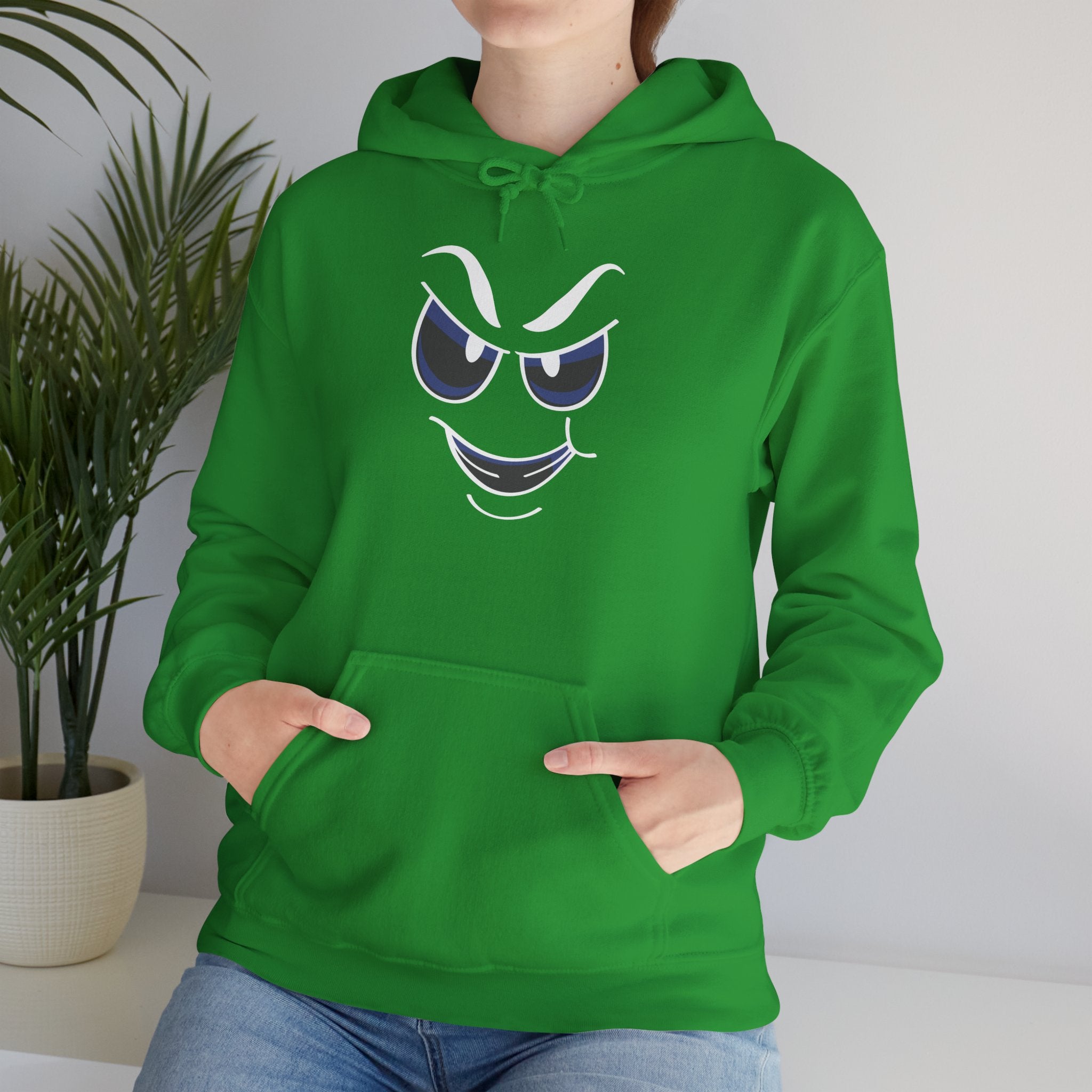 slightly mischievous Face Hoodie — Cool Grin Graphic Pullover