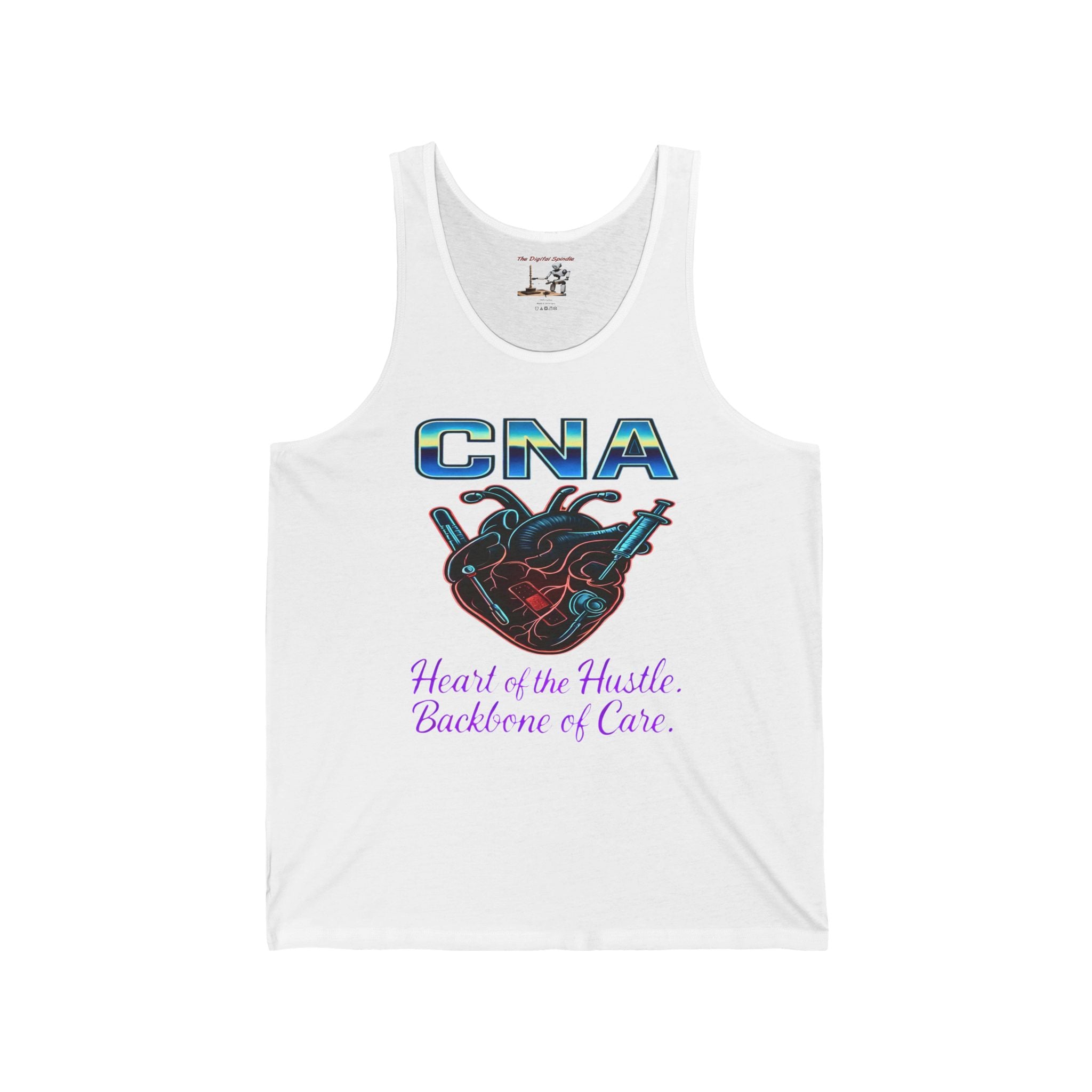 CNA Tank Top – "Heart of the Hustle, Backbone of Care" Graphic
