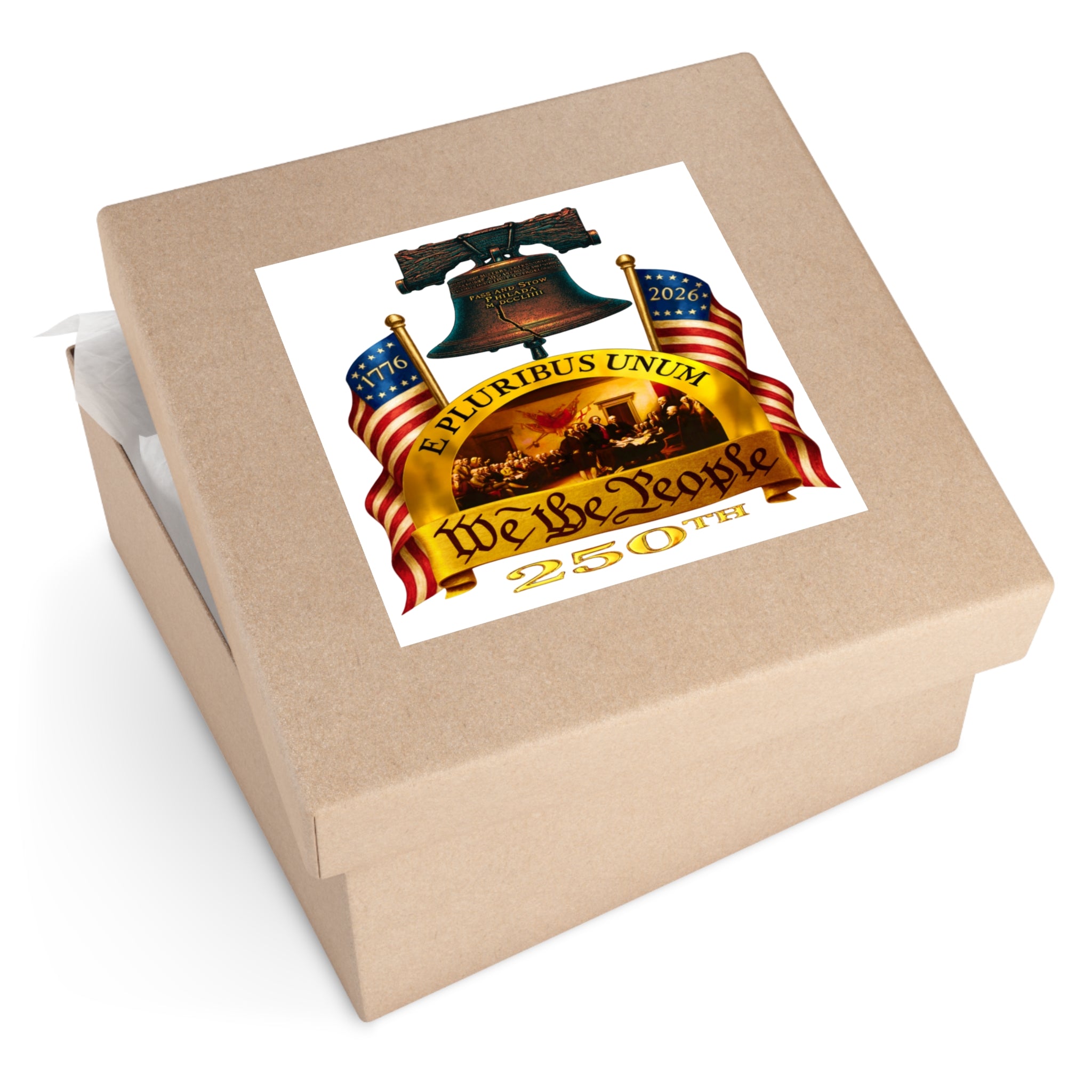 6" × 6" We the People 250th Anniversary Patriotic Square Sticker (Indoor/Outdoor)