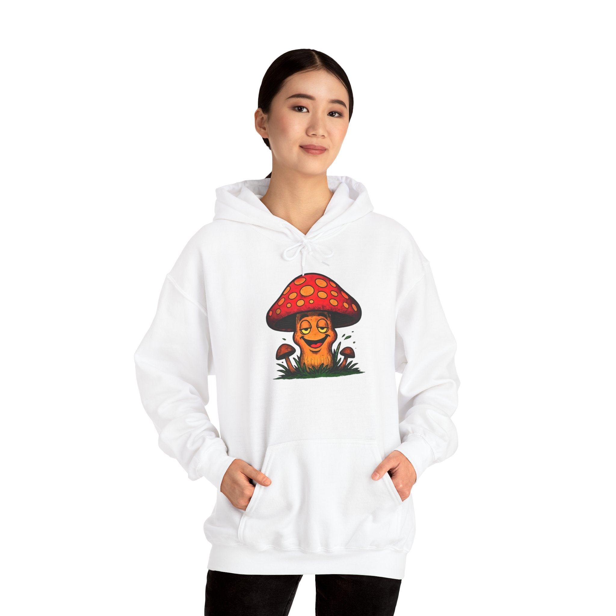 Mushroom Smile Hoodie — Cute Psychedelic Toadstool Graphic Sweatshirt
