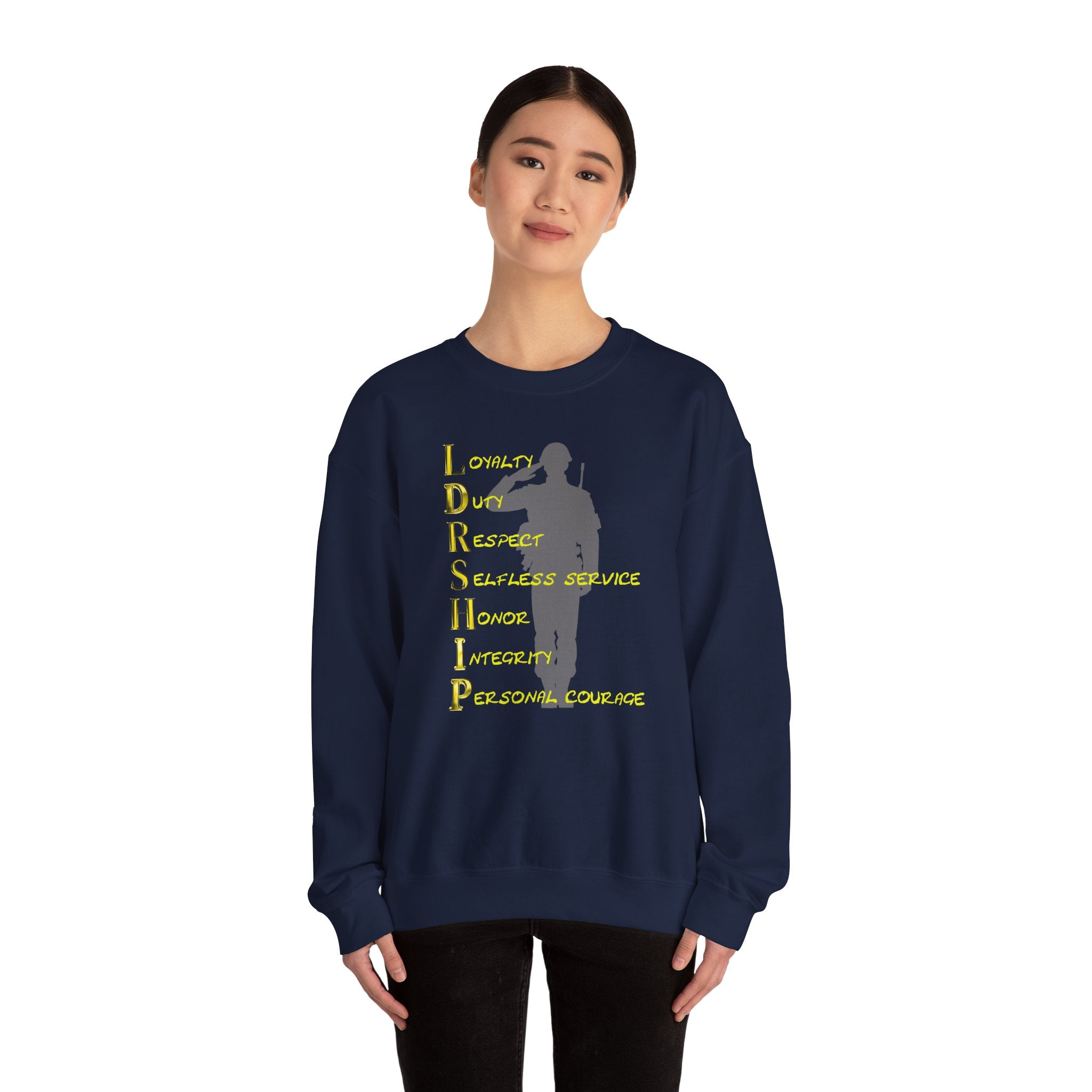 Leadership Military Salute Crewneck Sweatshirt — LDRSHIP Values Design