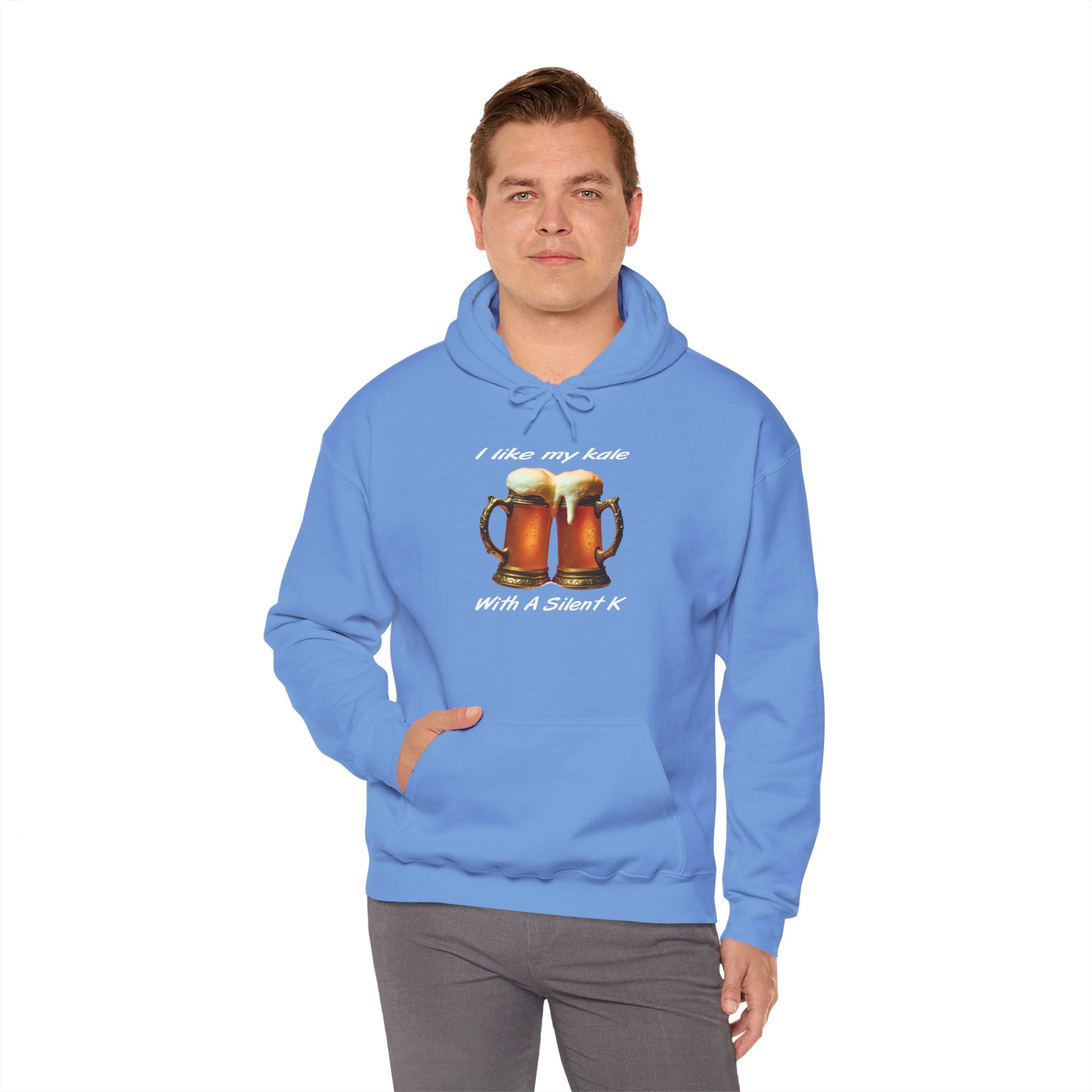 Hoodie - "I Like My Kale With A Silent K" Beer Cheers Graphic Hoodie