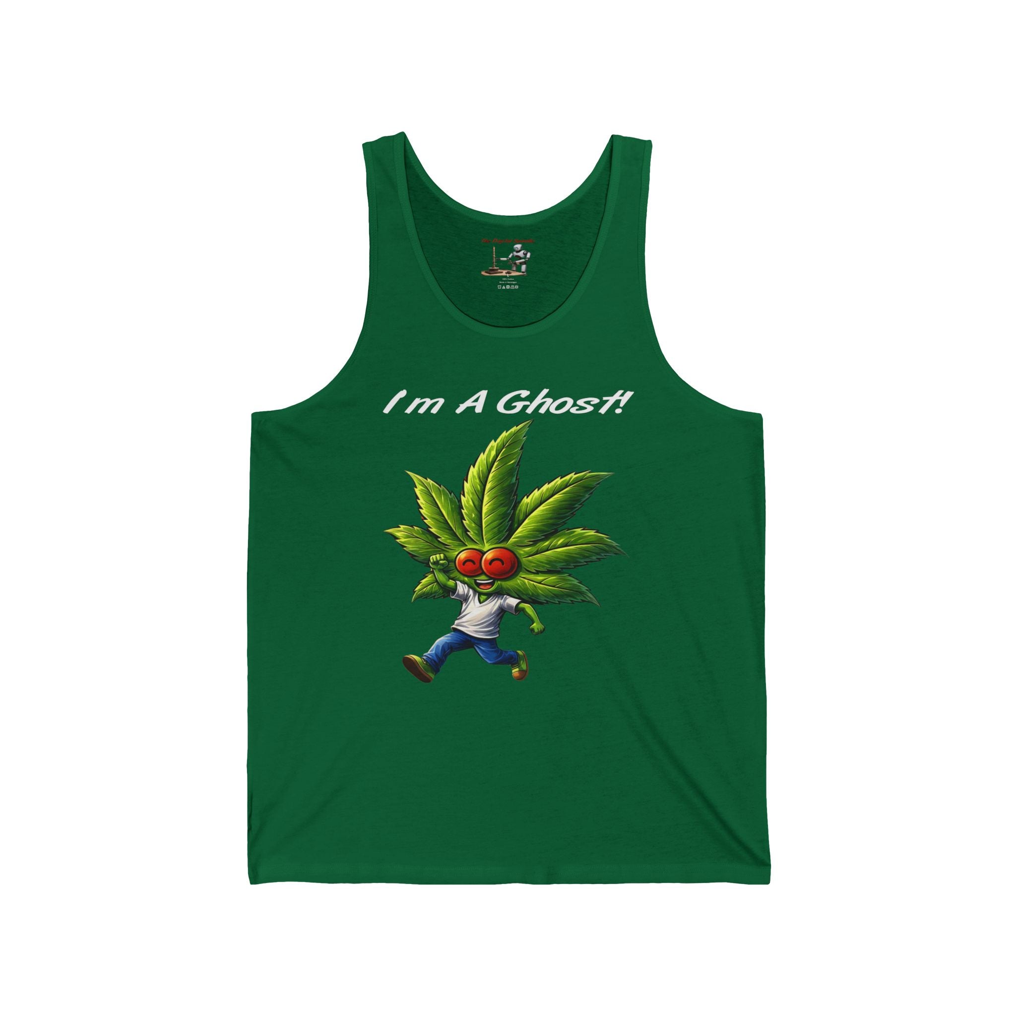 Tank Top — "I'm A Ghost" Cute Leaf Monster Graphic Tank for Stoner/Novice Cannabis Fans