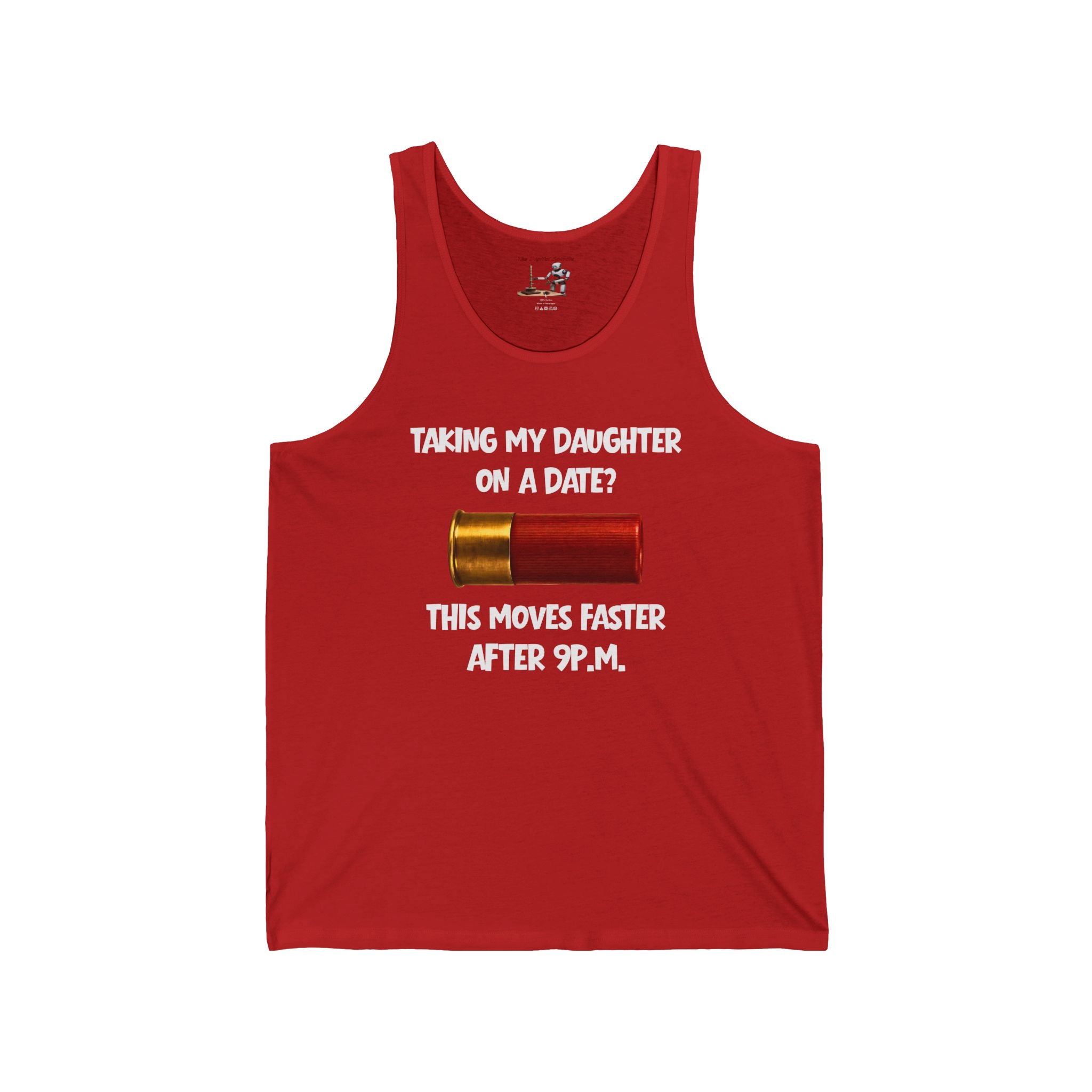 Tank Top — "Taking My Daughter On A Date? This Moves Faster After 9 P.M." Battery Graphic