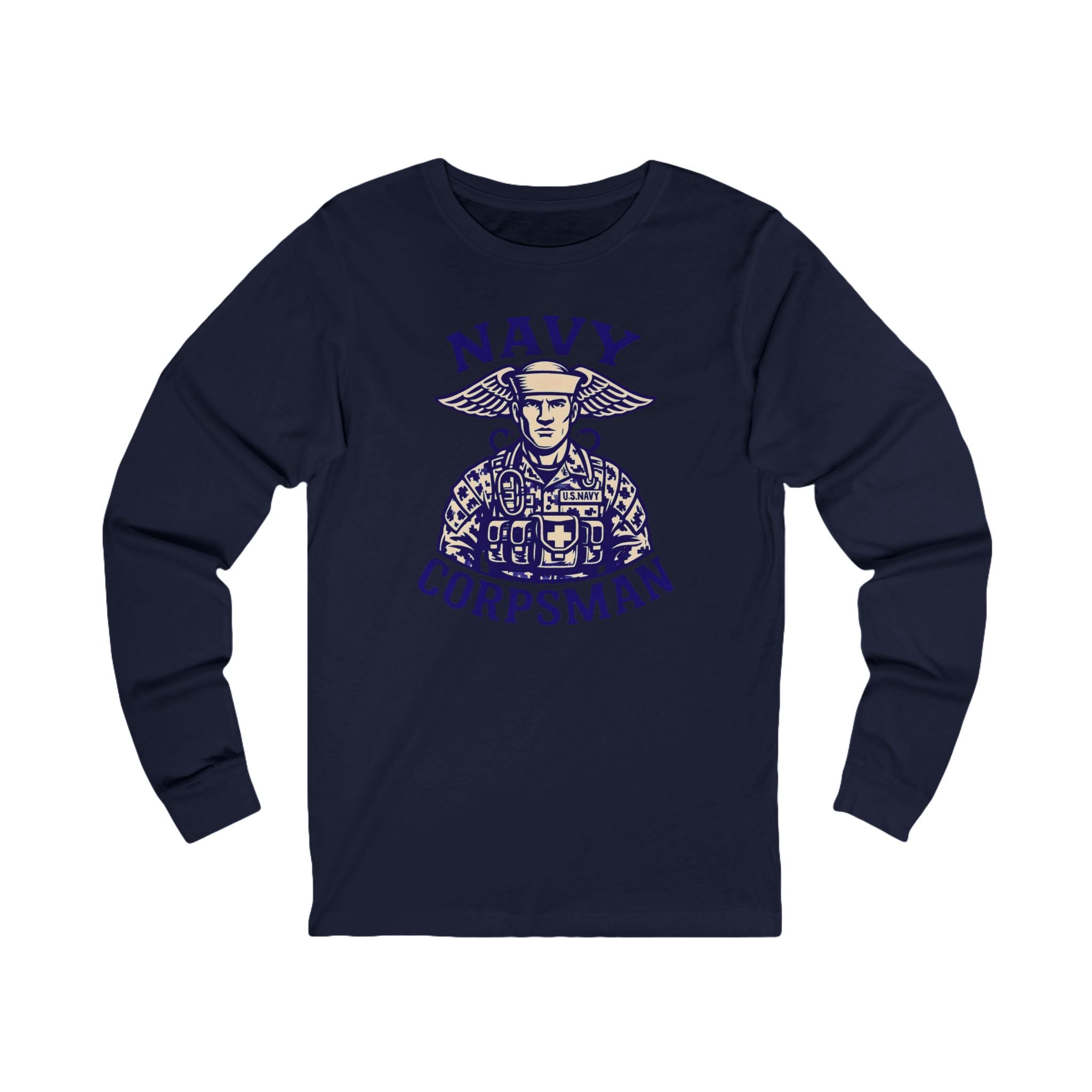 Navy Corpsman Long Sleeve Tee — Vintage Military Medic Graphic