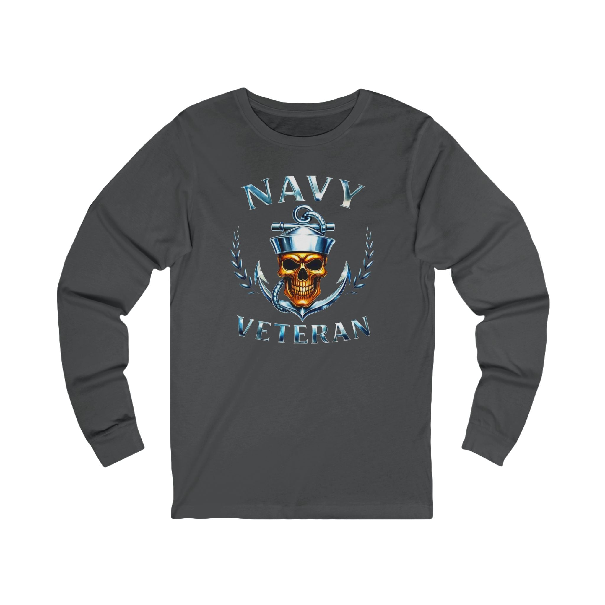 Navy Veteran Skull Anchor Long Sleeve Tee