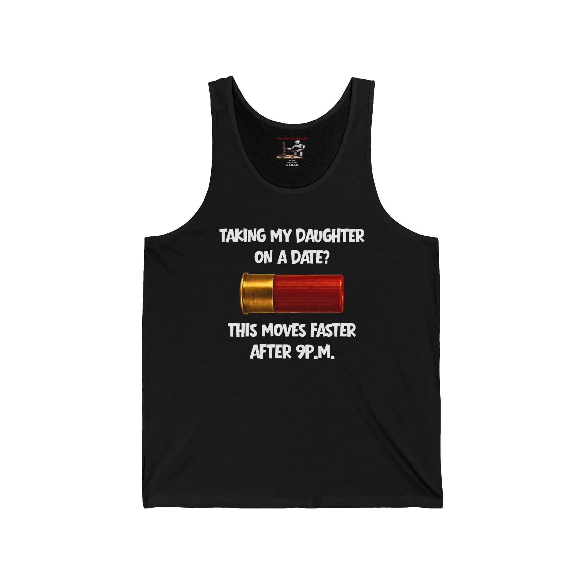 Tank Top — "Taking My Daughter On A Date? This Moves Faster After 9 P.M." Battery Graphic