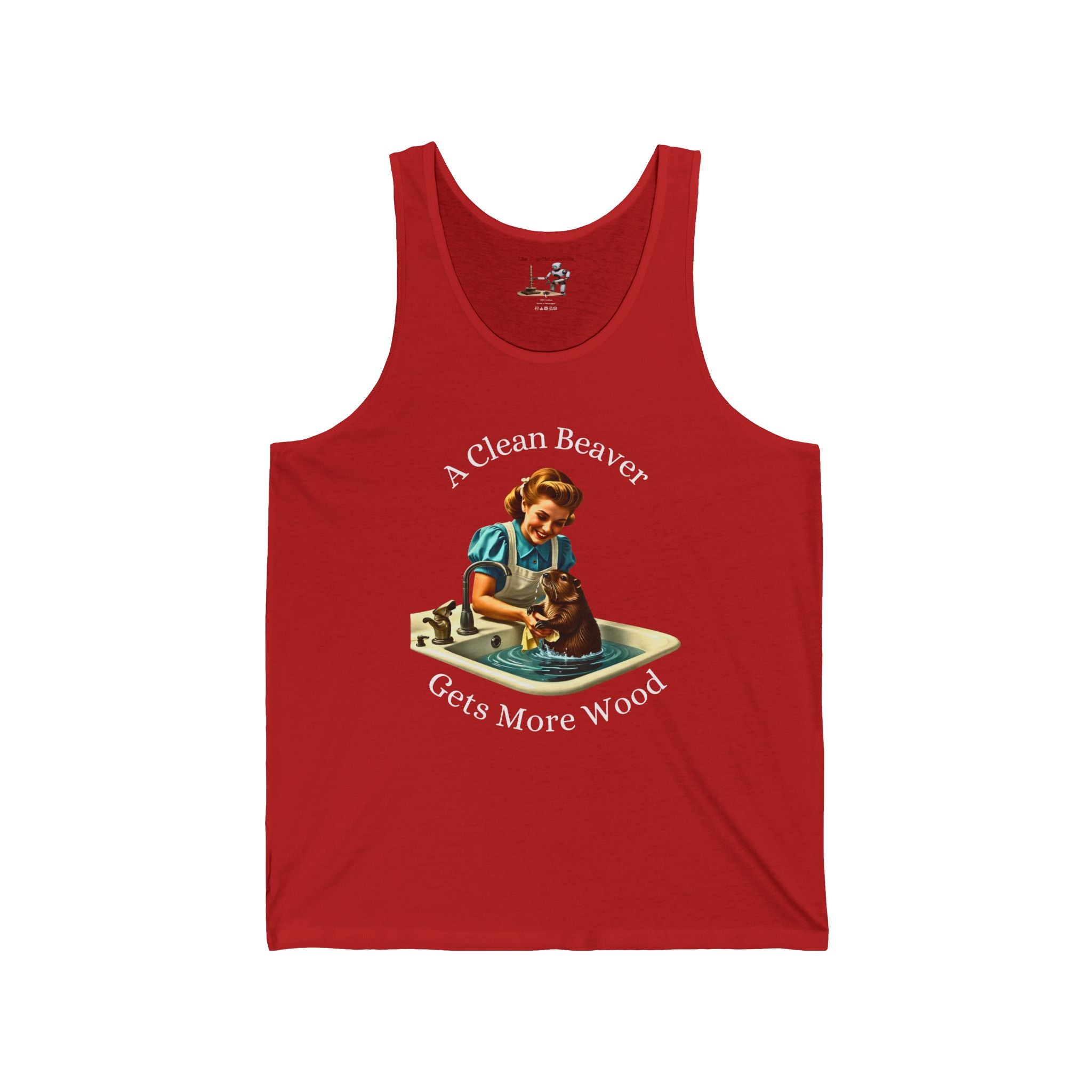 Tank Top — Retro 'A Clean Beaver Gets More Wood' Vintage Graphic Tank