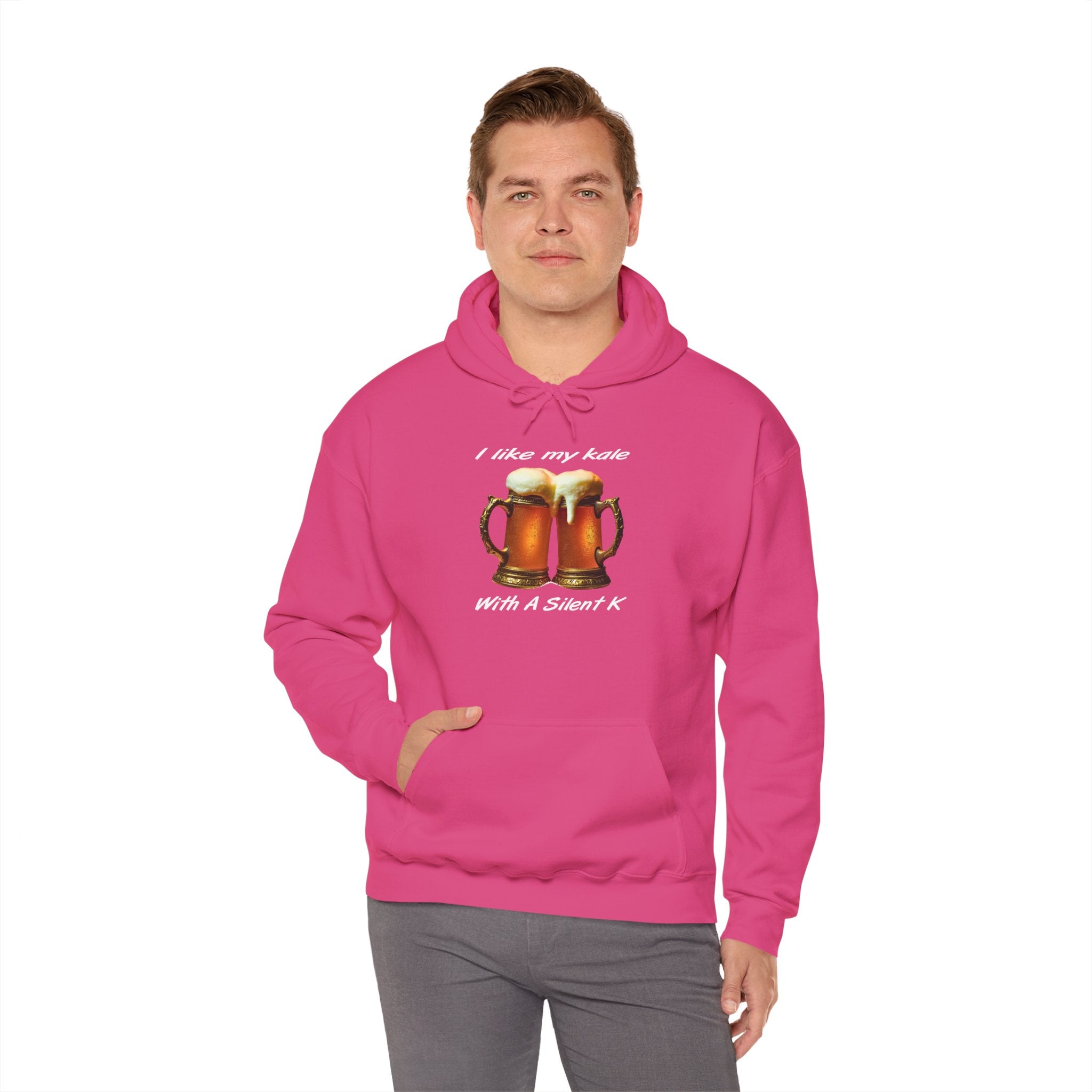 Hoodie - "I Like My Kale With A Silent K" Beer Cheers Graphic Hoodie