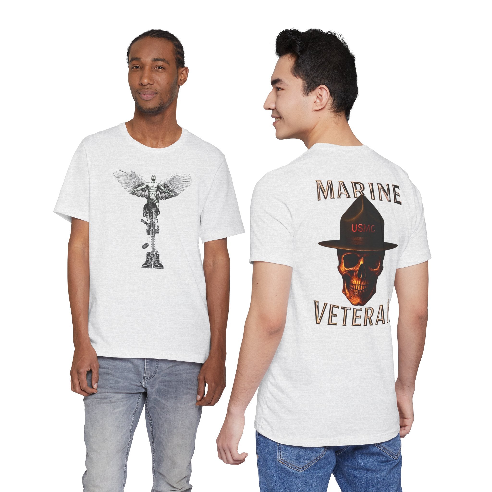 Marine Veteran T-Shirt — USMC Skull Drill Instructor Design