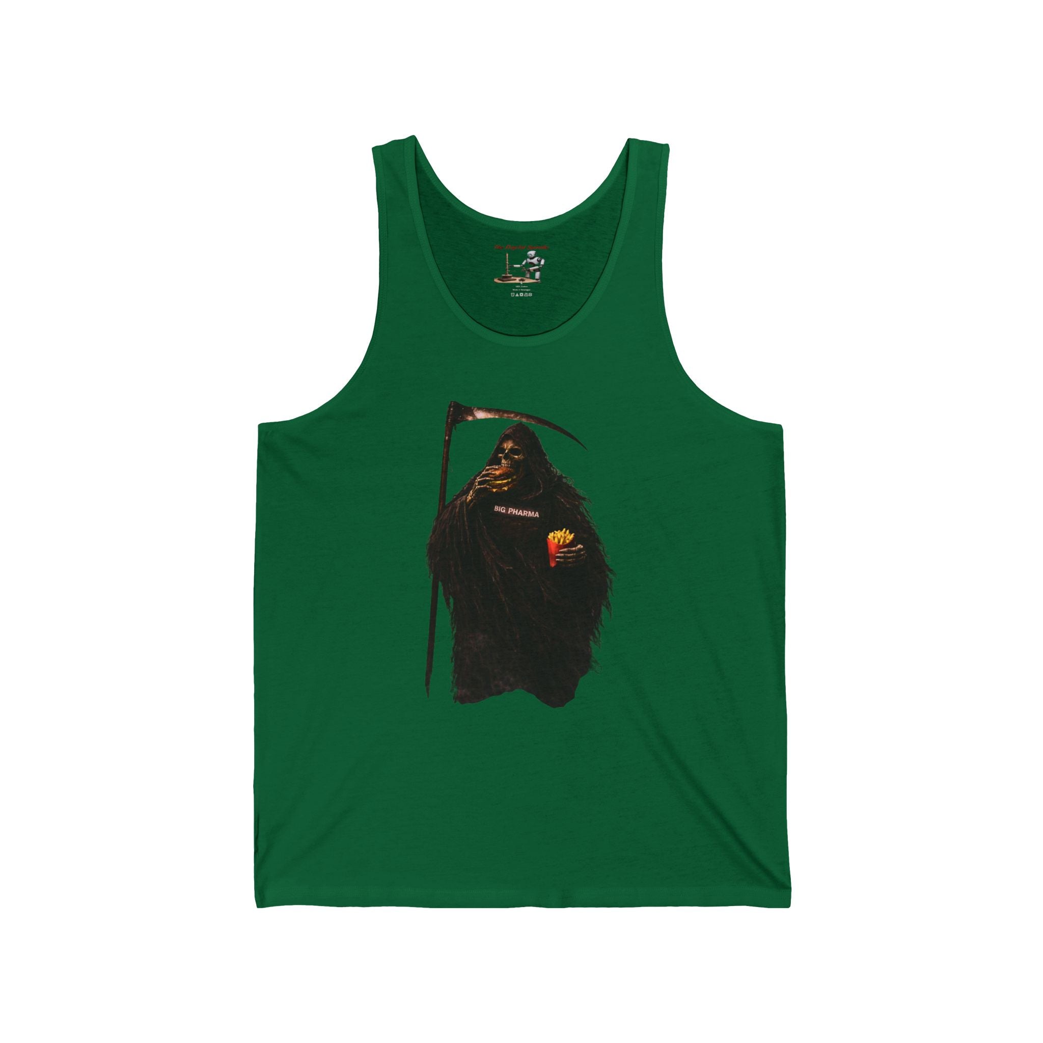 Grim Reaper Graphic Tank – Dark Humor Scythe & Candy Design