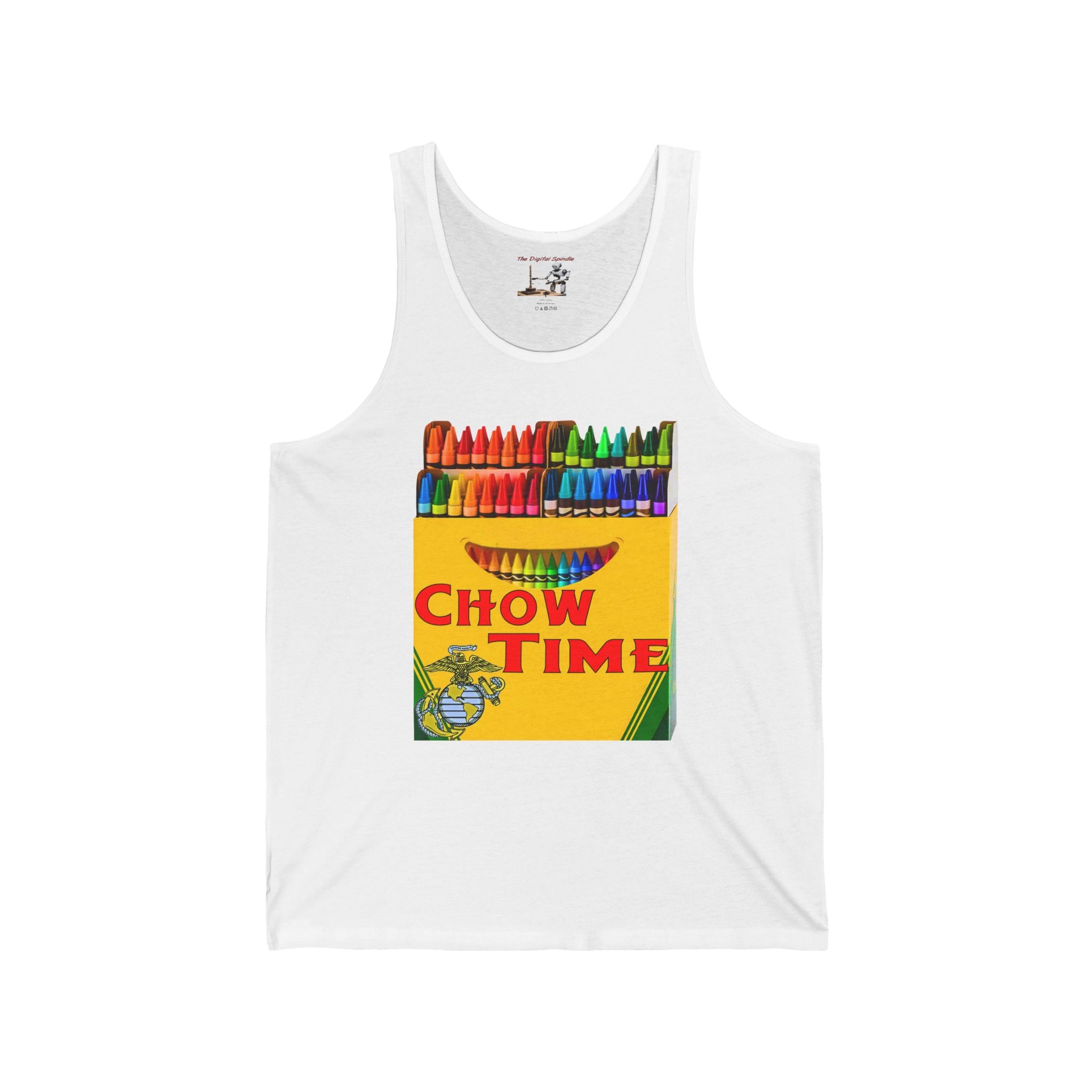 Chow Time Crayon Art Tank Top — Colorful Retro Foodie Graphic Tank