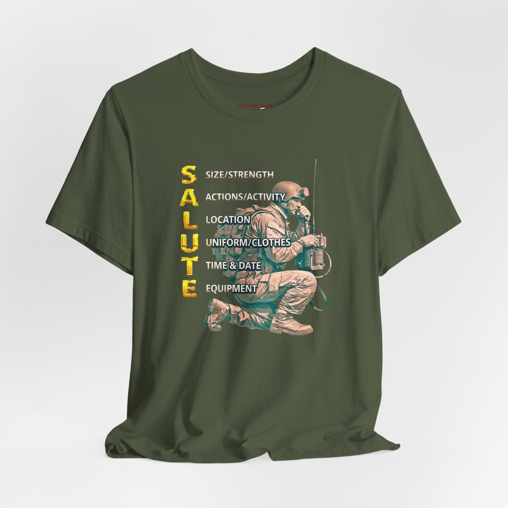 Salute Tactical Tee — Kneeling Soldier Graphic Military Tribute Shirt