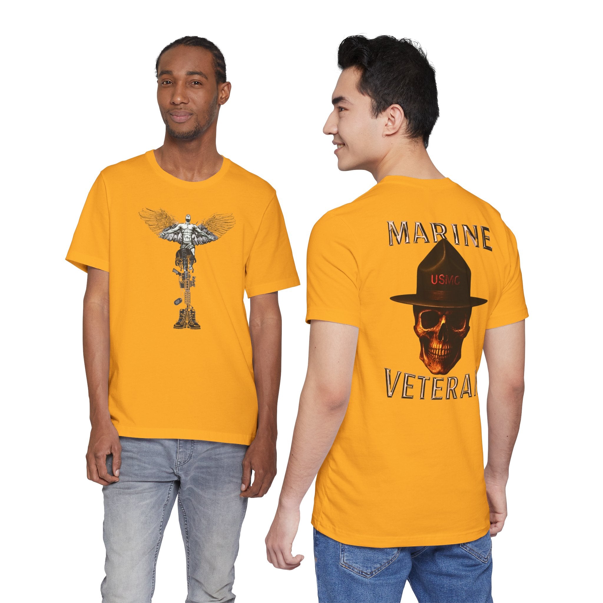 Marine Veteran T-Shirt — USMC Skull Drill Instructor Design