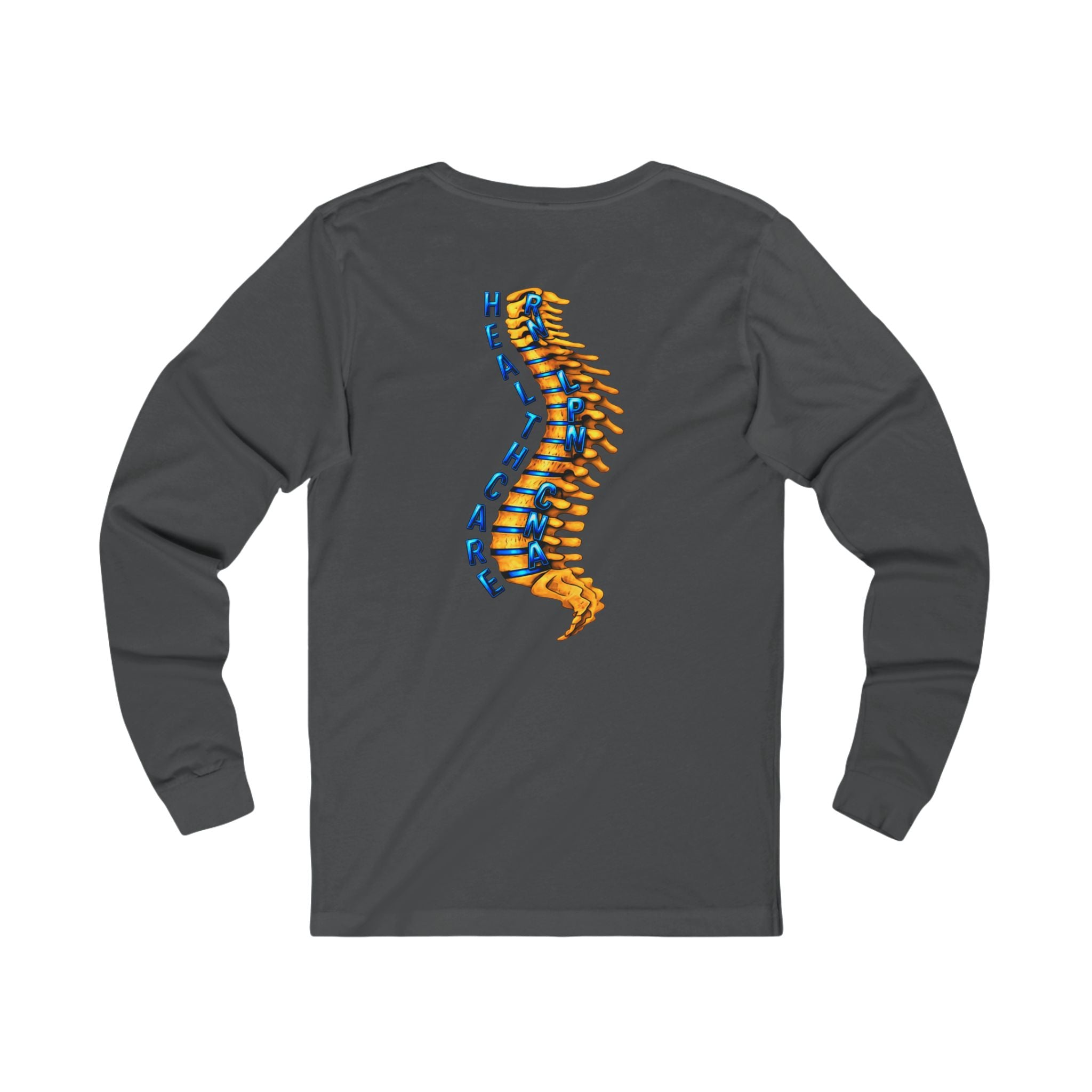 Healthcare Spine Front & Back Long Sleeve Tee — Medical Professional Shirt