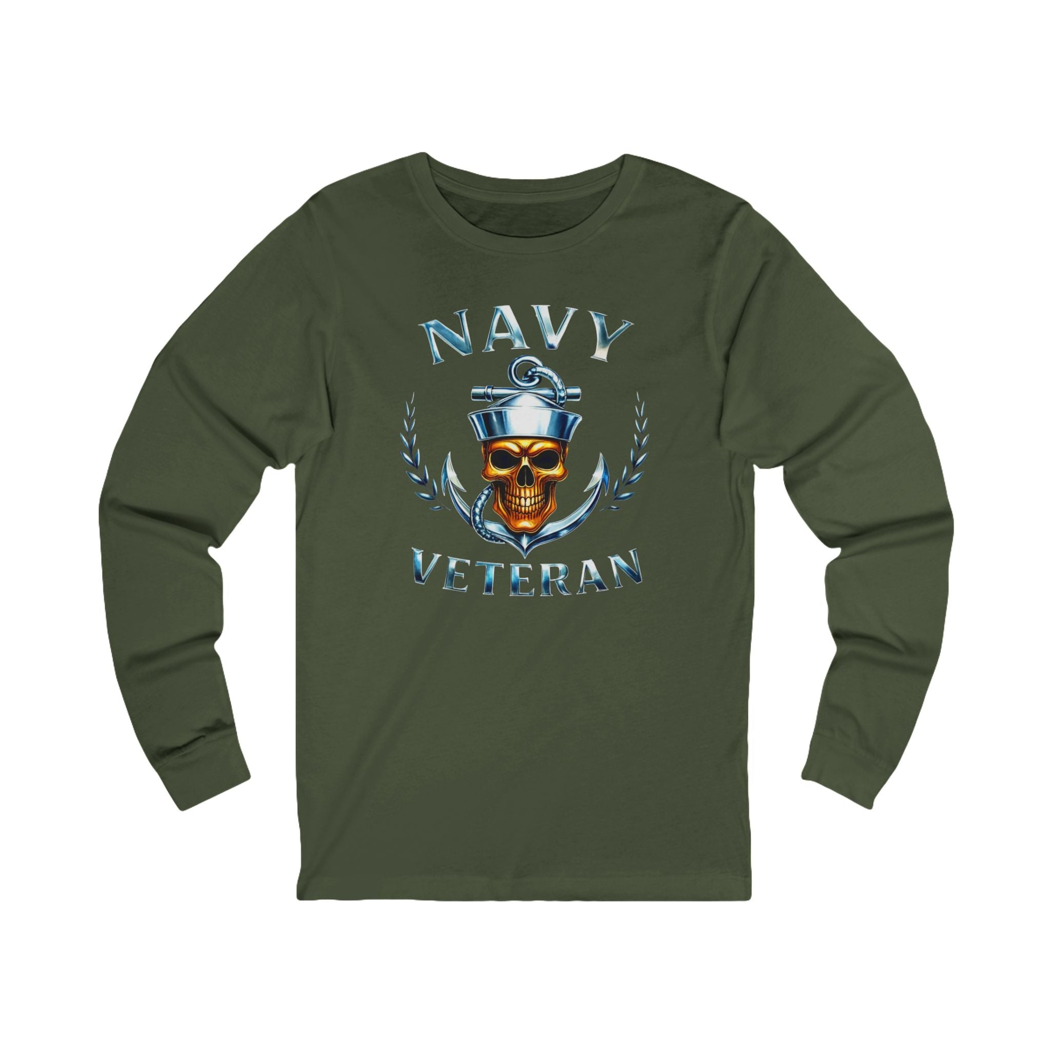 Navy Veteran Skull Anchor Long Sleeve Tee