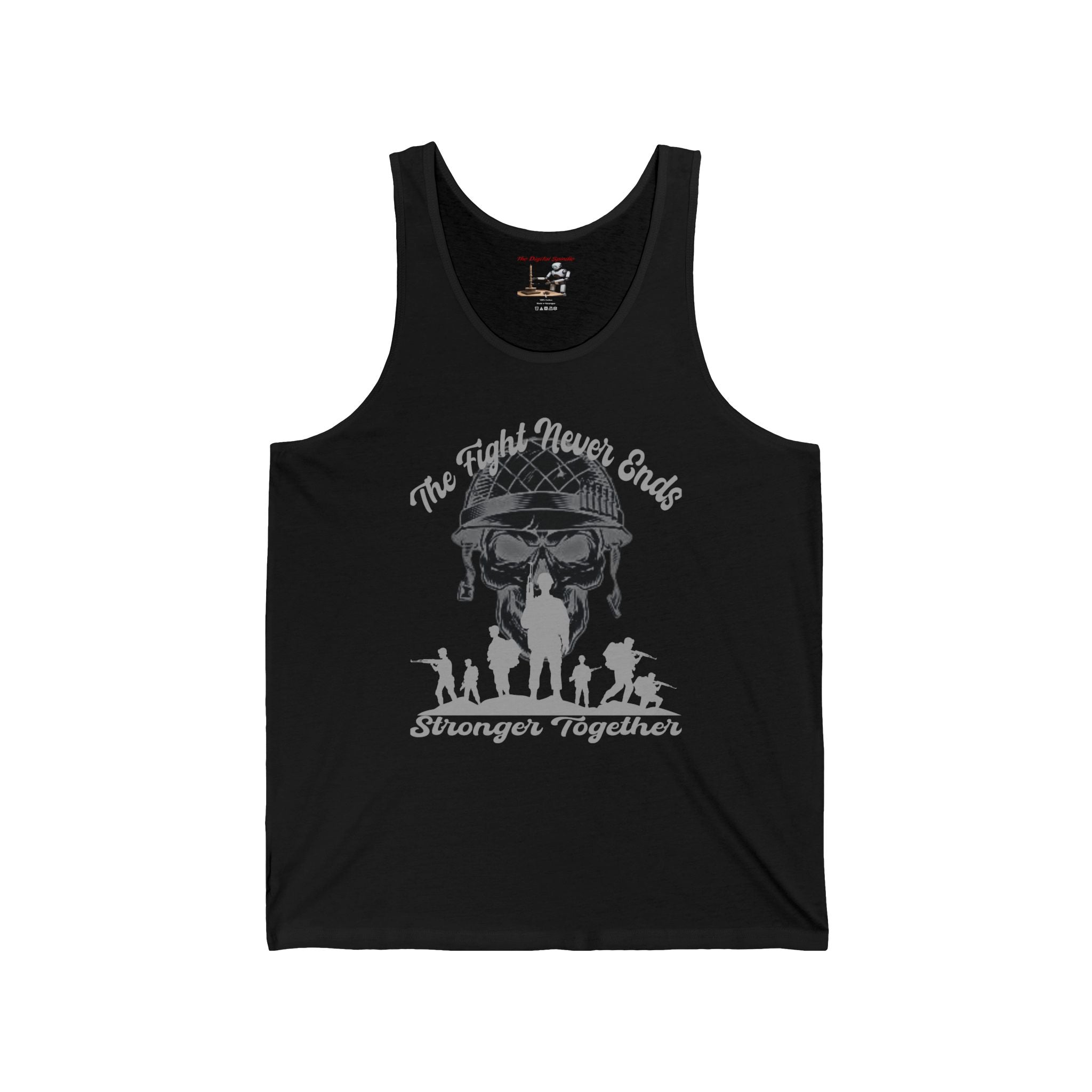 Stronger Together Tank Top — "The Fight Never Ends, Stronger Together" Military Tribute