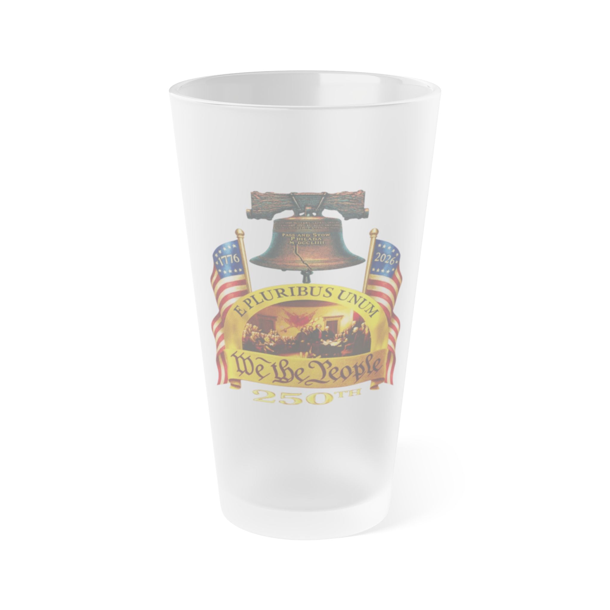 "We the People" Liberty Bell Frosted Pint Glass — 16oz