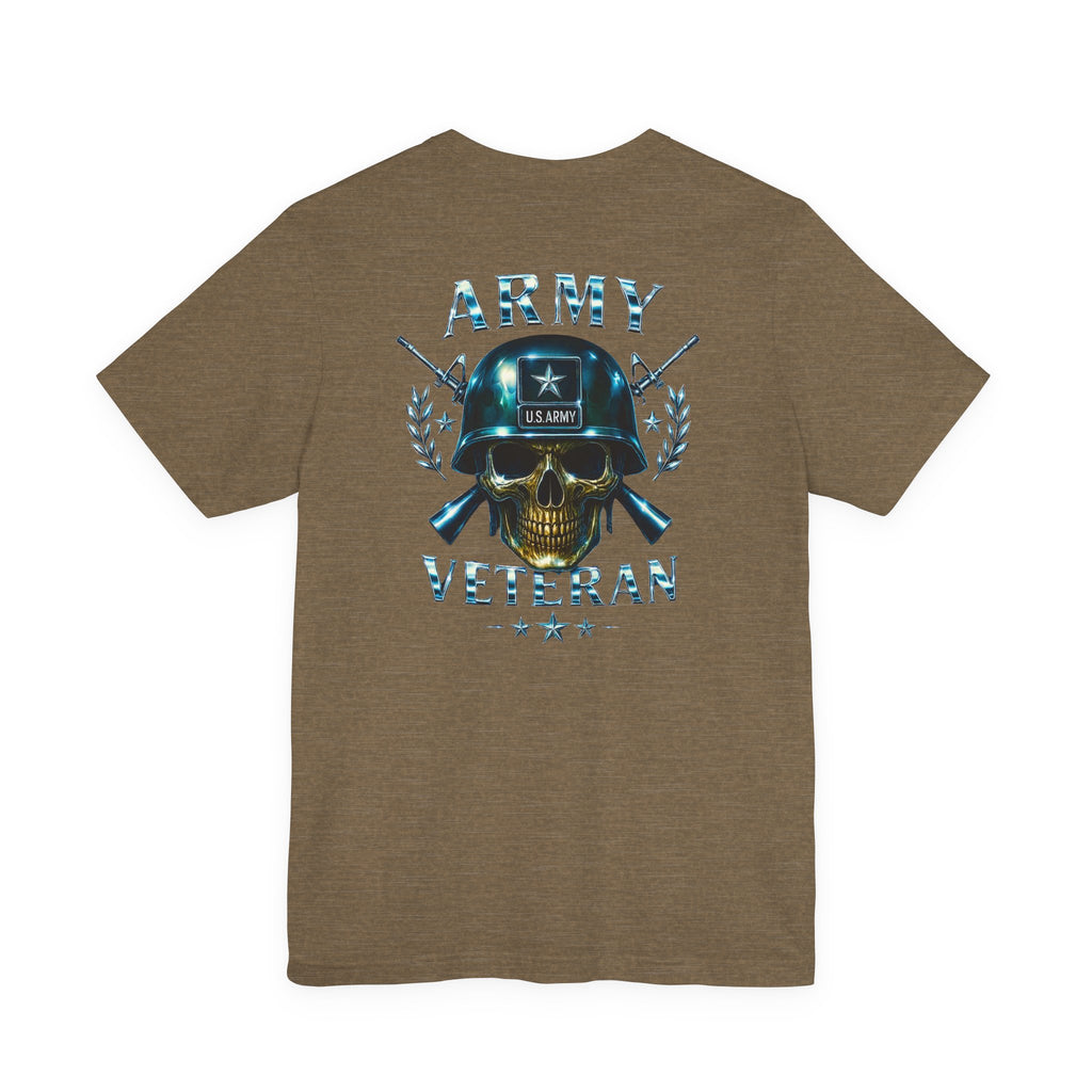 Army Veteran T-Shirt — Skull Helmet & Wings Military Tribute Tee
