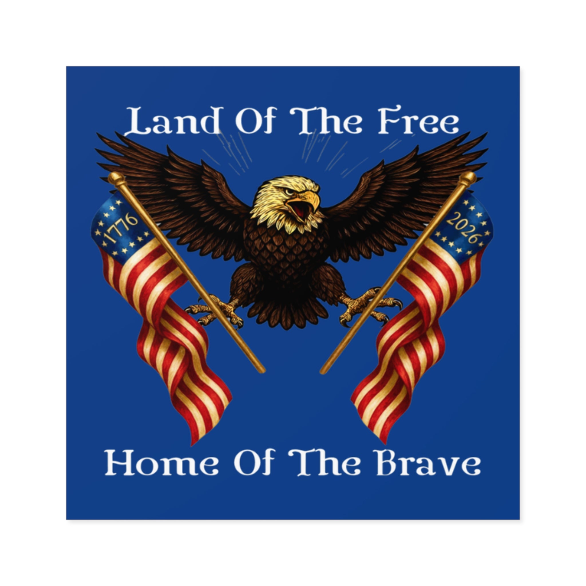 2" × 2" “Land of the Free • Home of the Brave” Square Sticker