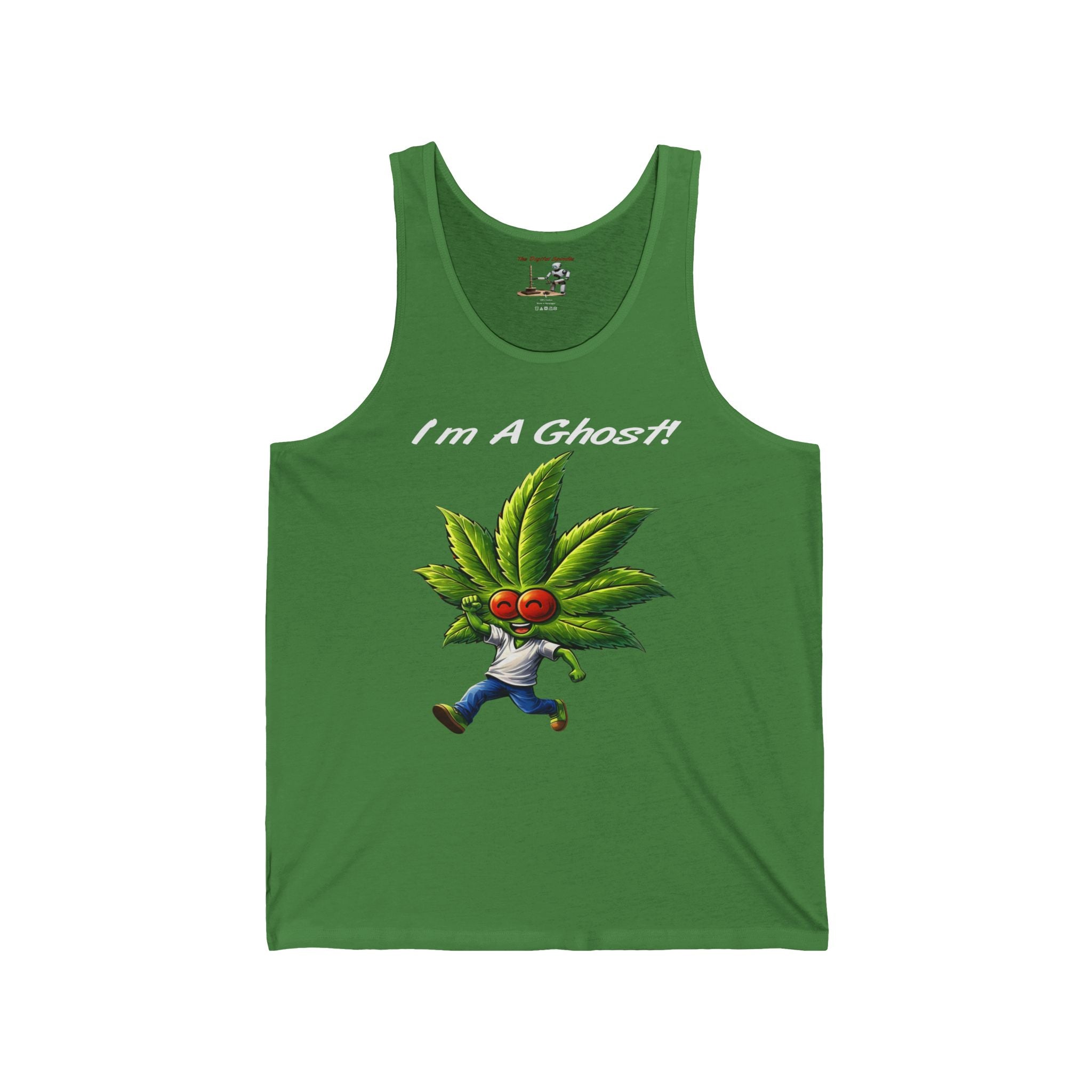 Tank Top — "I'm A Ghost" Cute Leaf Monster Graphic Tank for Stoner/Novice Cannabis Fans